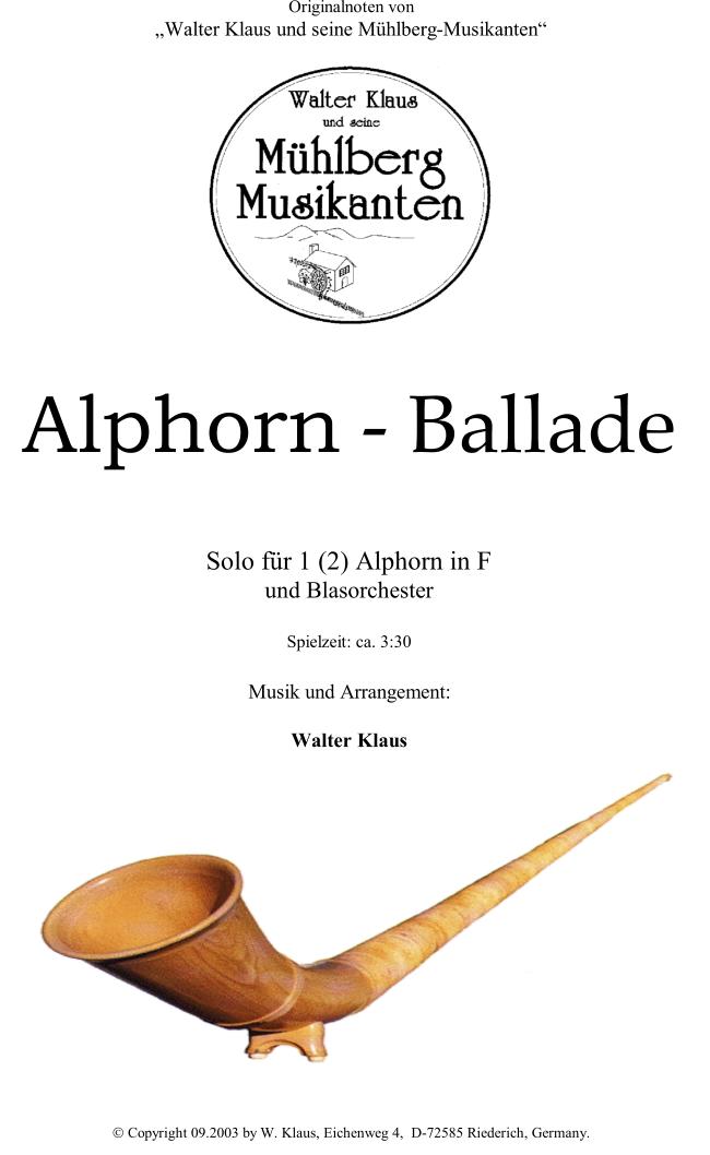 Alphorn-Ballade - Noten Für Blasmusik Und Alphorn